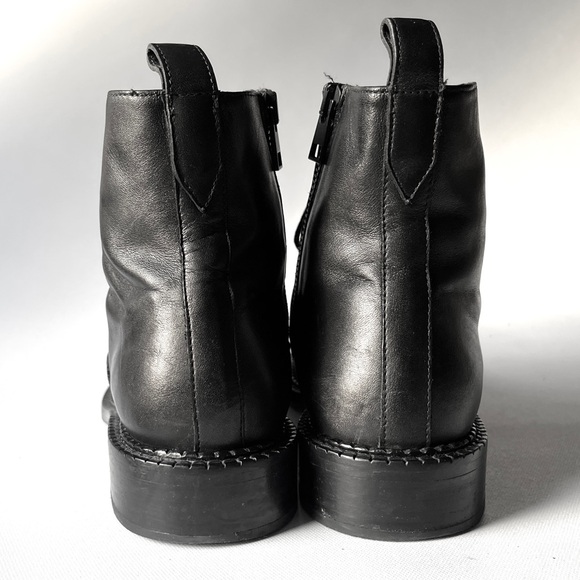 VINCE Cabria Genuine Leather Moto Combat Zip/Lace Up Boots Black - Picture 5 of 16